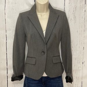Express Dark Heather Flap Pockets One Button Blazer Size 00 (never worn)
